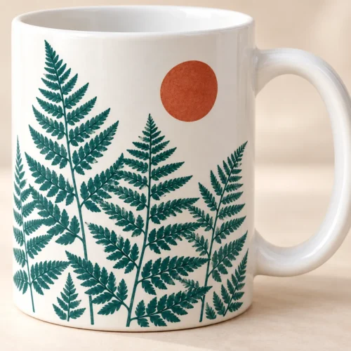 Kiln Fern Ceramic Mug — detail design mockup