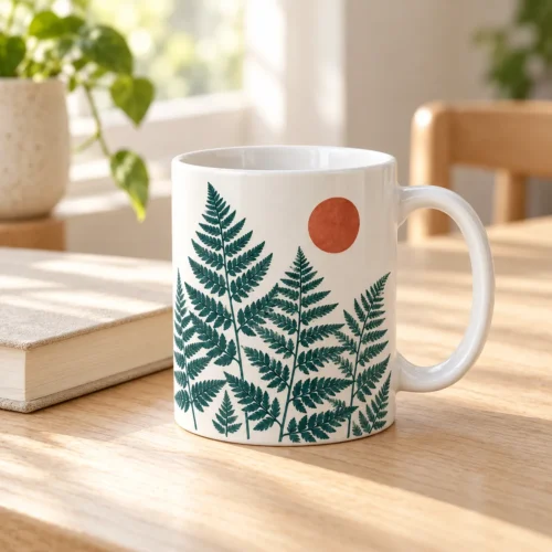 Kiln Fern Ceramic Mug — lifestyle design mockup
