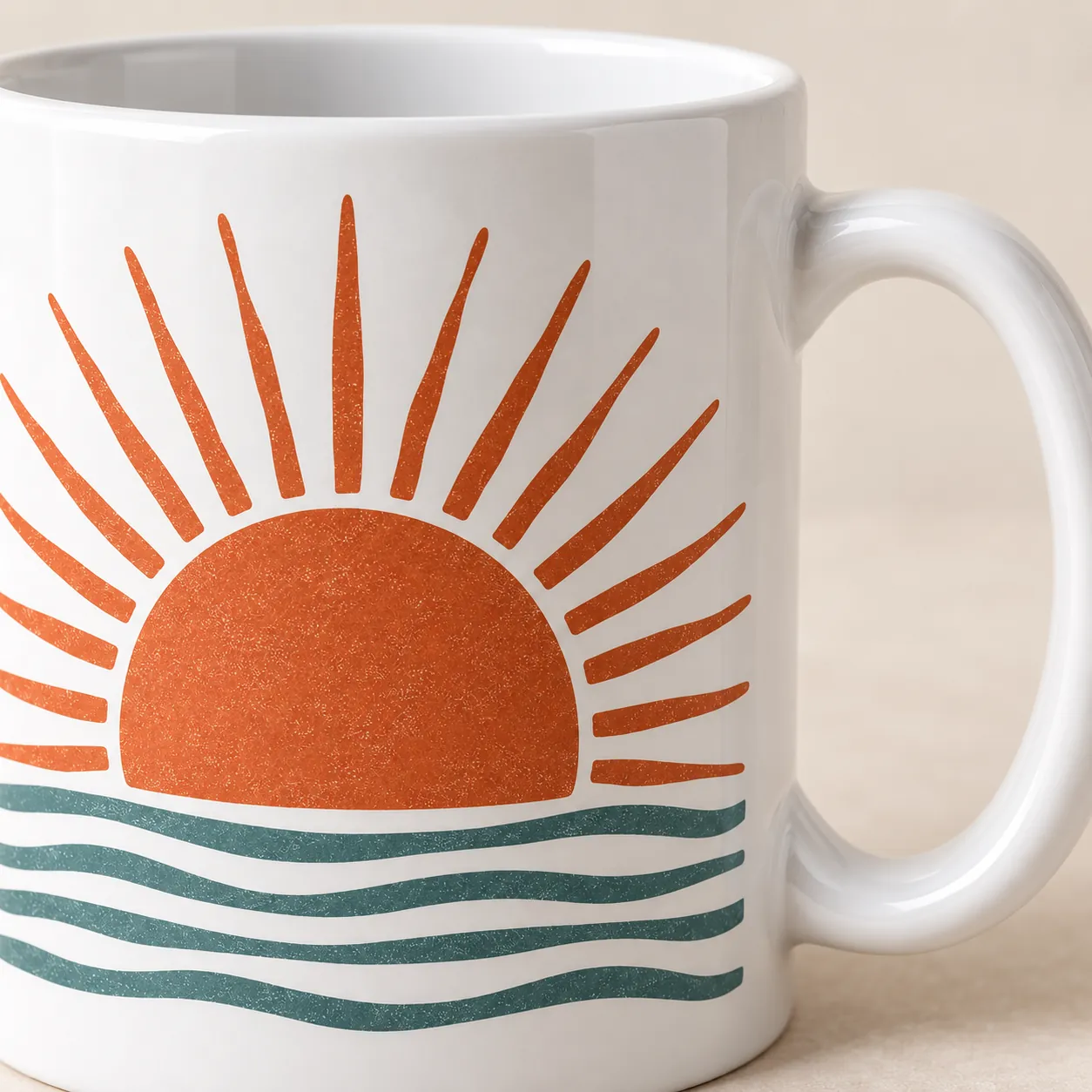 Clay Sunrise Ceramic Mug — detail design mockup
