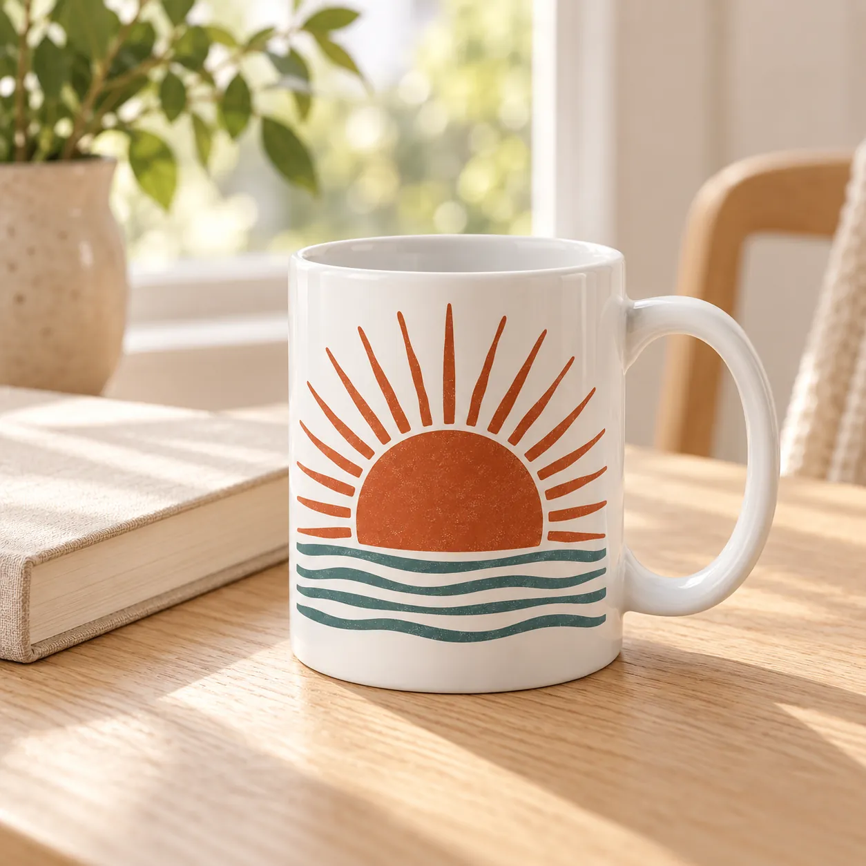 Clay Sunrise Ceramic Mug — lifestyle design mockup