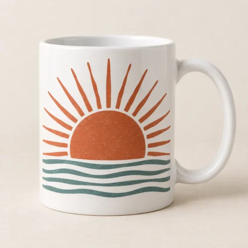Clay Sunrise Ceramic Mug — main design mockup
