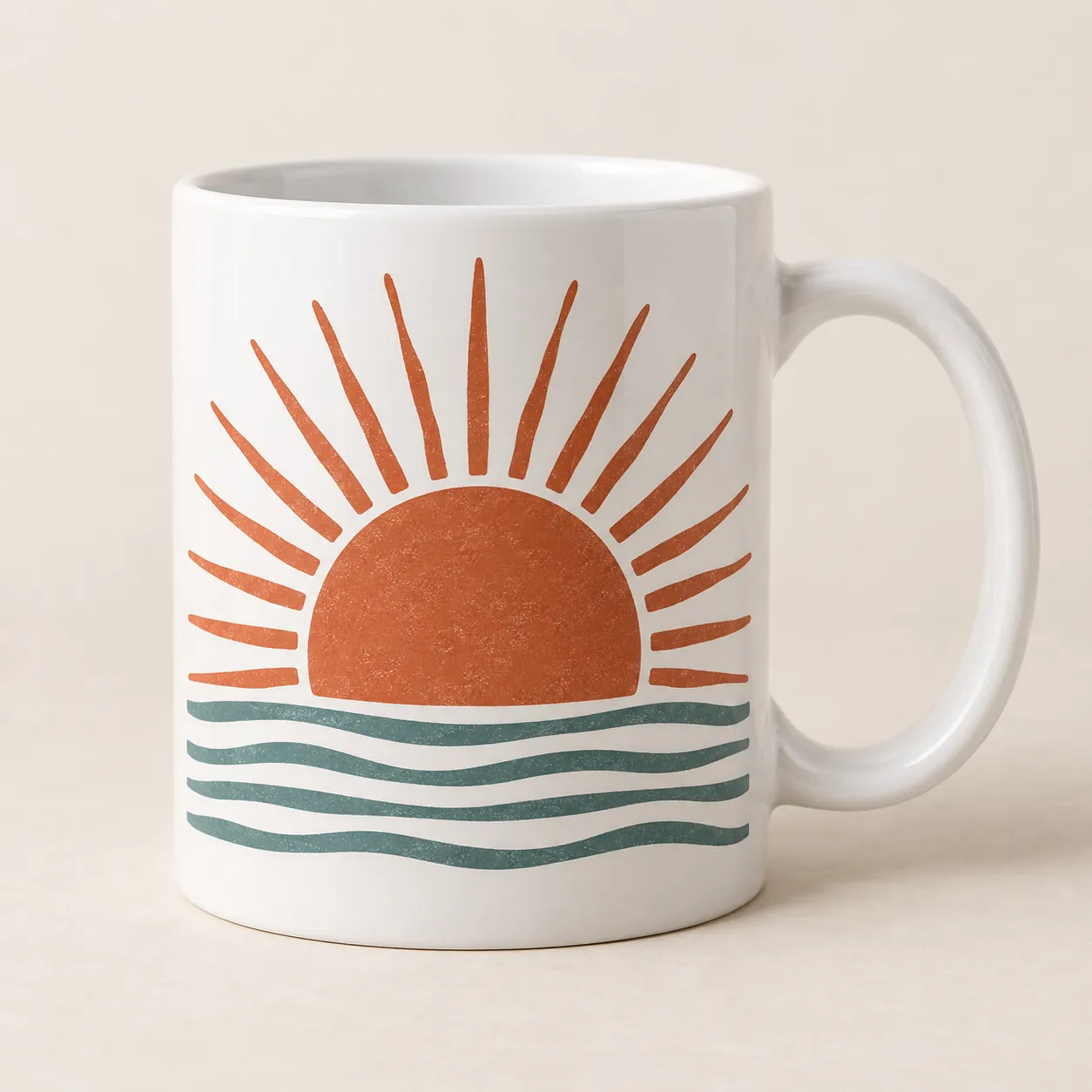 Clay Sunrise Ceramic Mug — main design mockup
