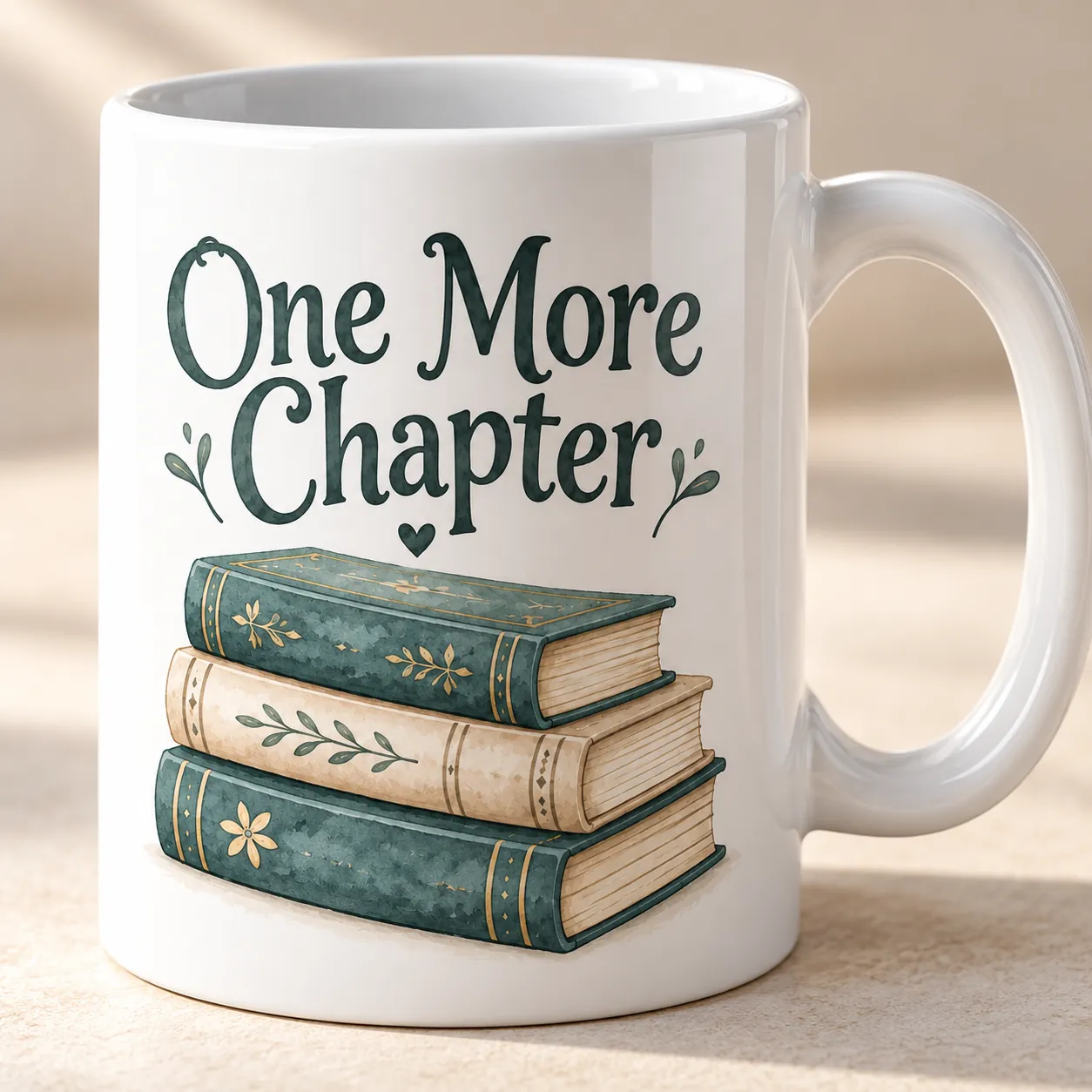 Book Stack Ceramic Mug — detail design mockup