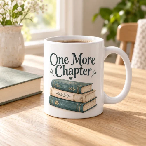 Book Stack Ceramic Mug — lifestyle design mockup