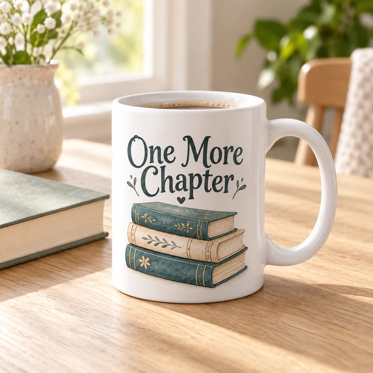 Book Stack Ceramic Mug — lifestyle design mockup