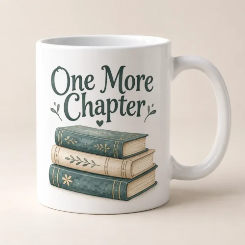Book Stack Ceramic Mug — main design mockup