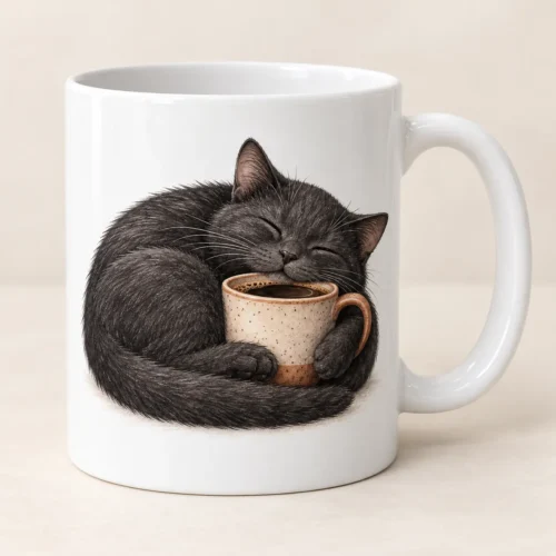 Coffee Cat Ceramic Mug — main design mockup