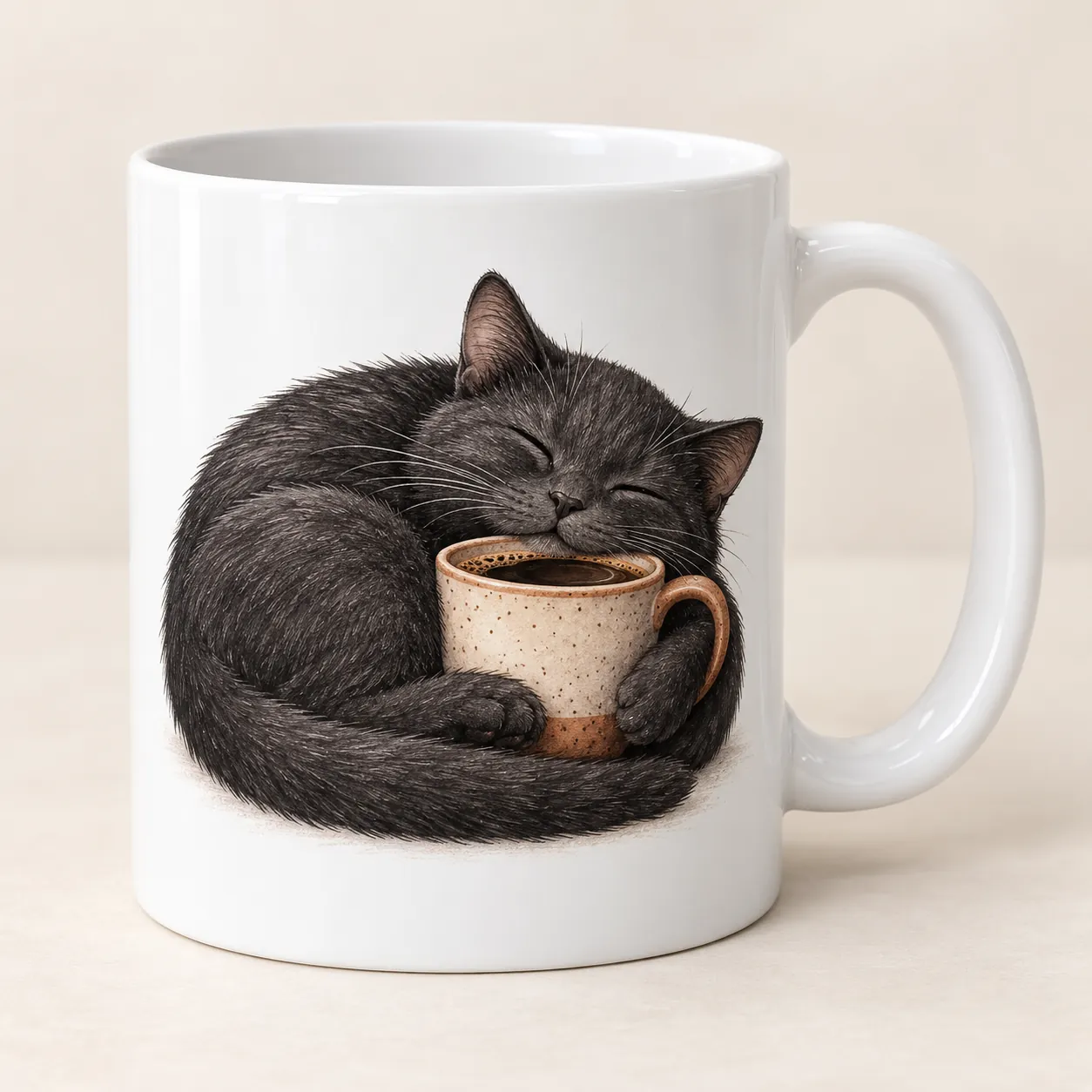 Coffee Cat Ceramic Mug — main design mockup