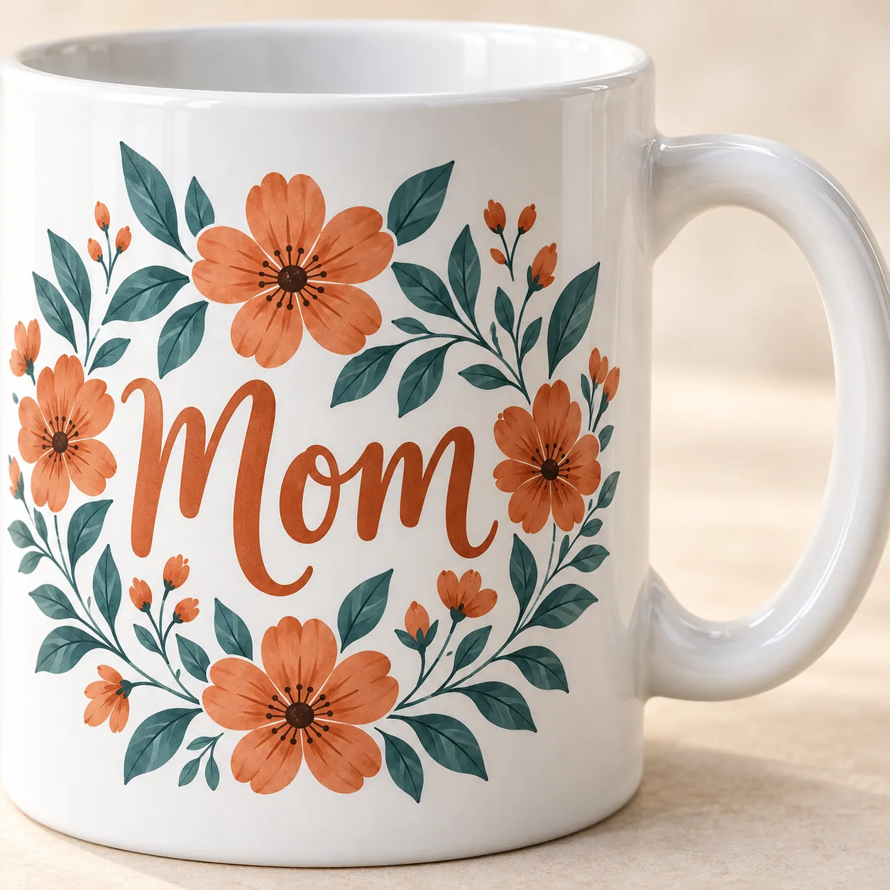 Garden Mom Ceramic Mug — detail design mockup