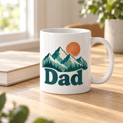 Mountain Dad Ceramic Mug — lifestyle design mockup