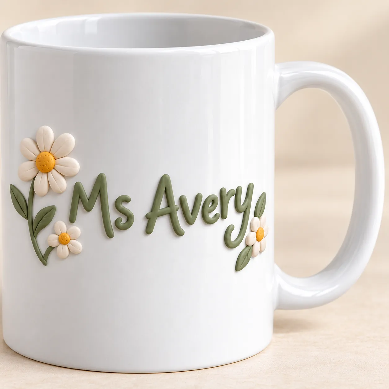 Teacher Bloom Ceramic Mug — detail design mockup