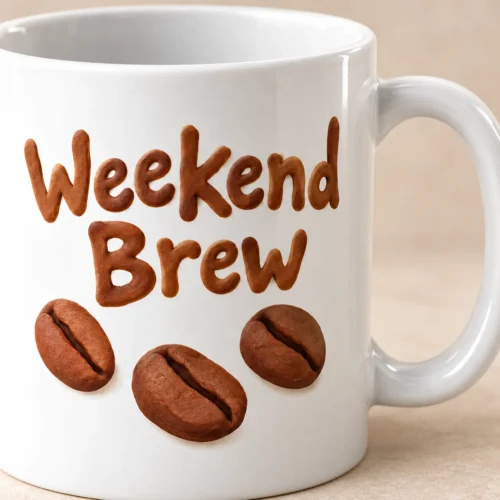 Weekend Brew Ceramic Mug — detail design mockup