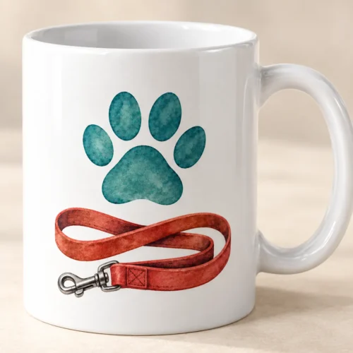 Dogwalk Coffee Ceramic Mug — detail design mockup