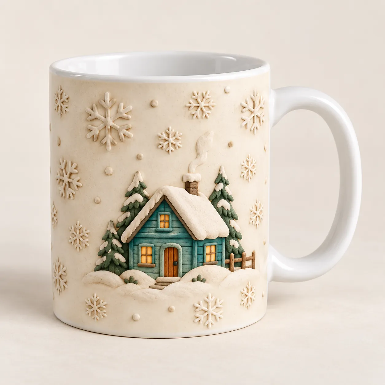 Winter Cabin Ceramic Mug — main design mockup