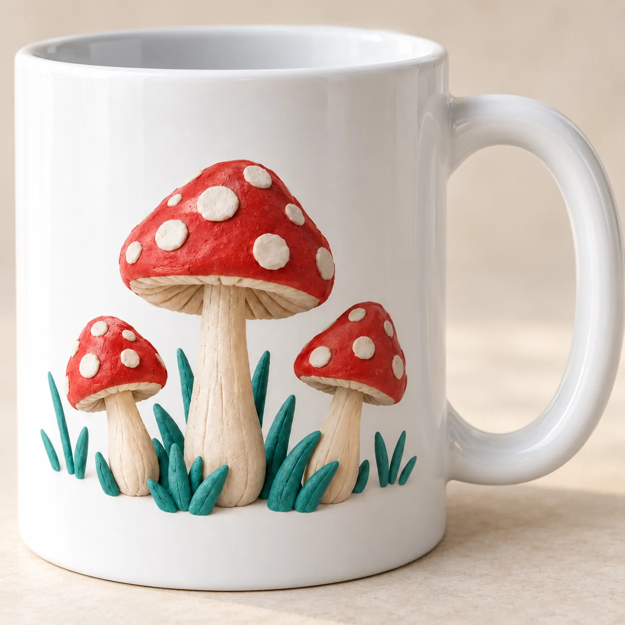 Tiny Mushroom Ceramic Mug — detail design mockup