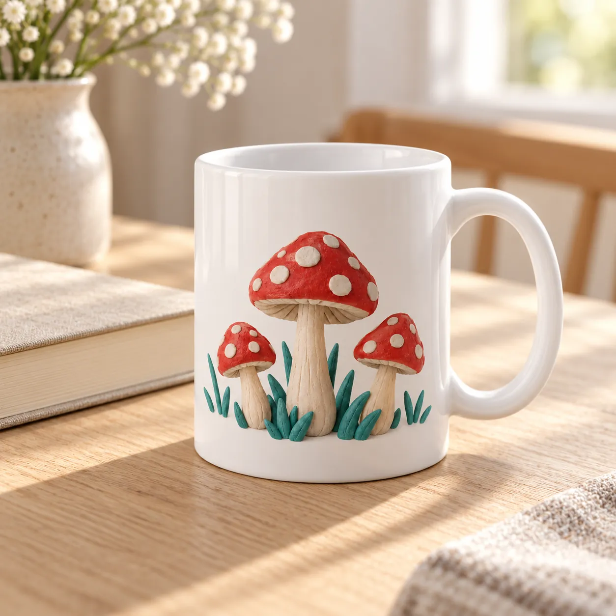 Tiny Mushroom Ceramic Mug — lifestyle design mockup