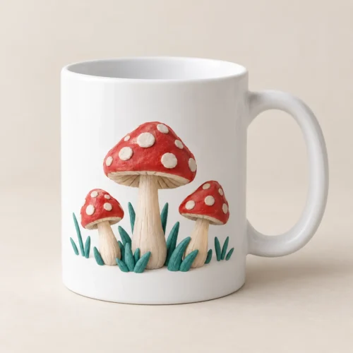 Tiny Mushroom Ceramic Mug — main design mockup