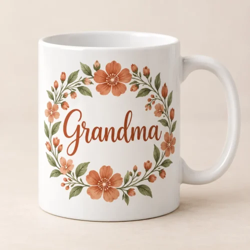 Grandma Petals Ceramic Mug — main design mockup
