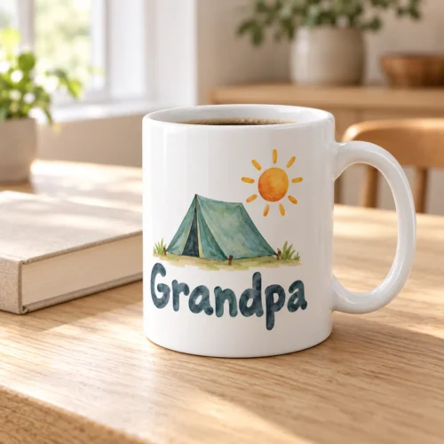 Grandpa Camp Ceramic Mug — lifestyle design mockup