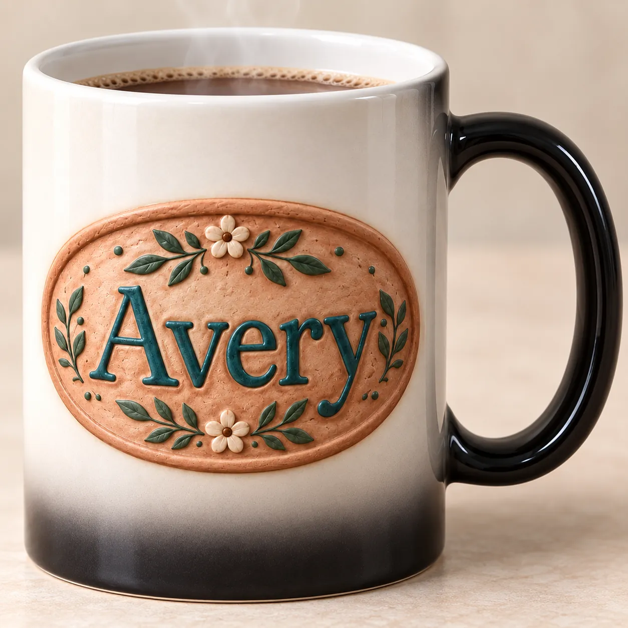 Name Reveal Color-Changing Mug — detail design mockup