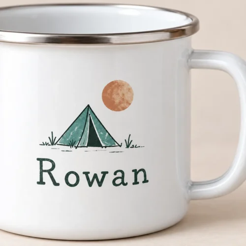 Camp Name Enamel Camp Mug — detail design mockup