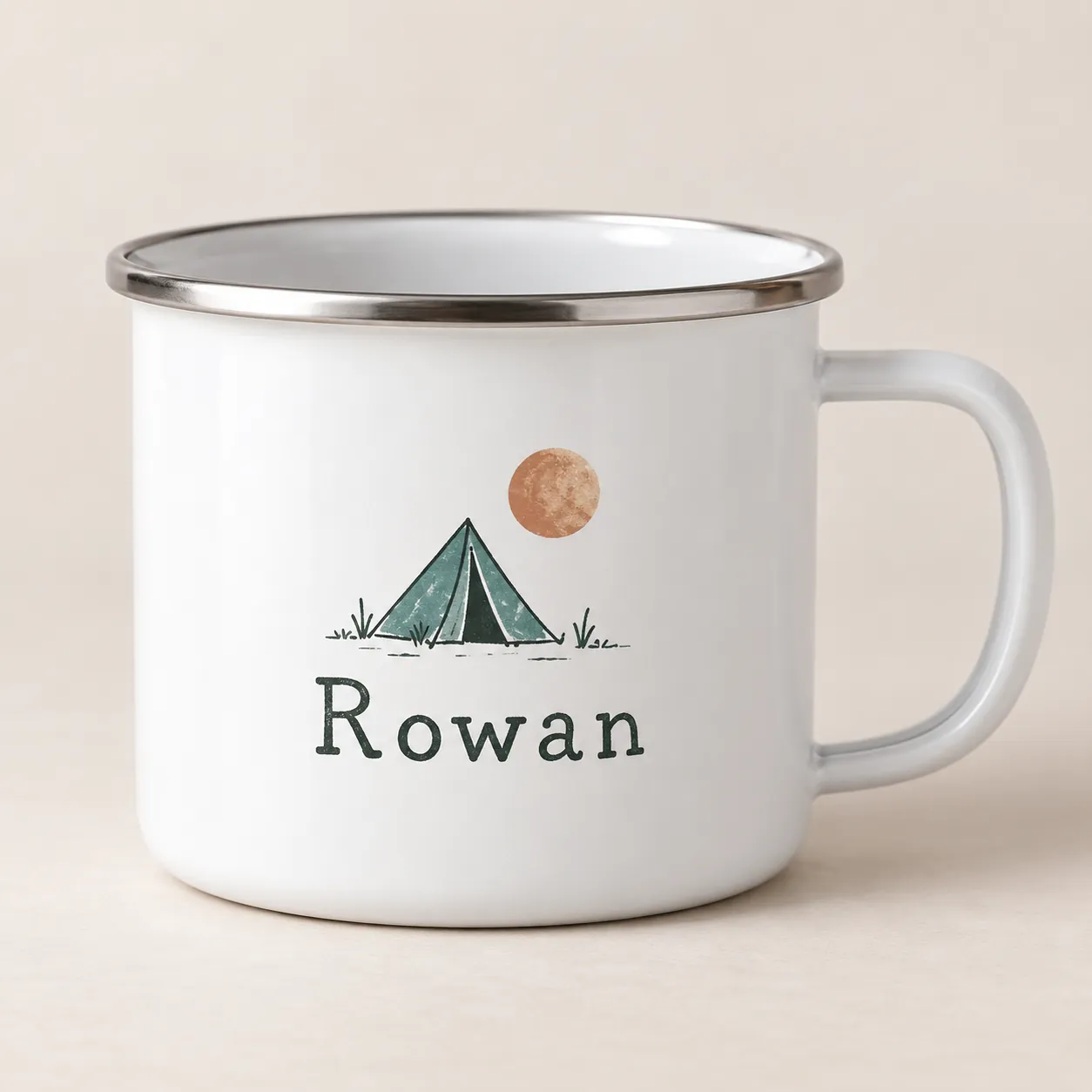 Camp Name Enamel Camp Mug — main design mockup