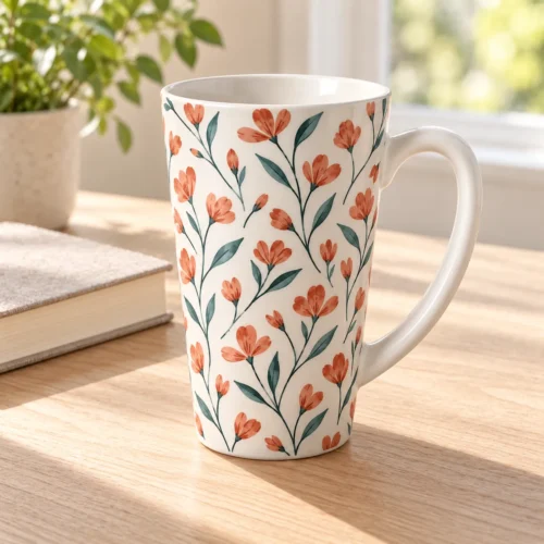 Petal Latte Latte Mug — lifestyle design mockup