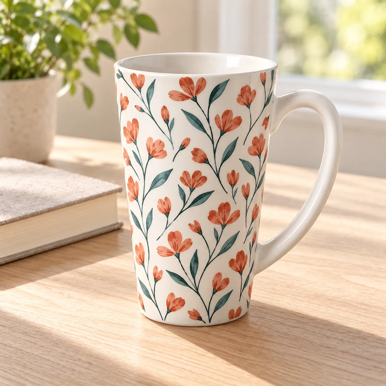 Petal Latte Latte Mug — lifestyle design mockup