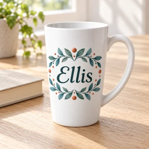 Name Latte Latte Mug — lifestyle design mockup