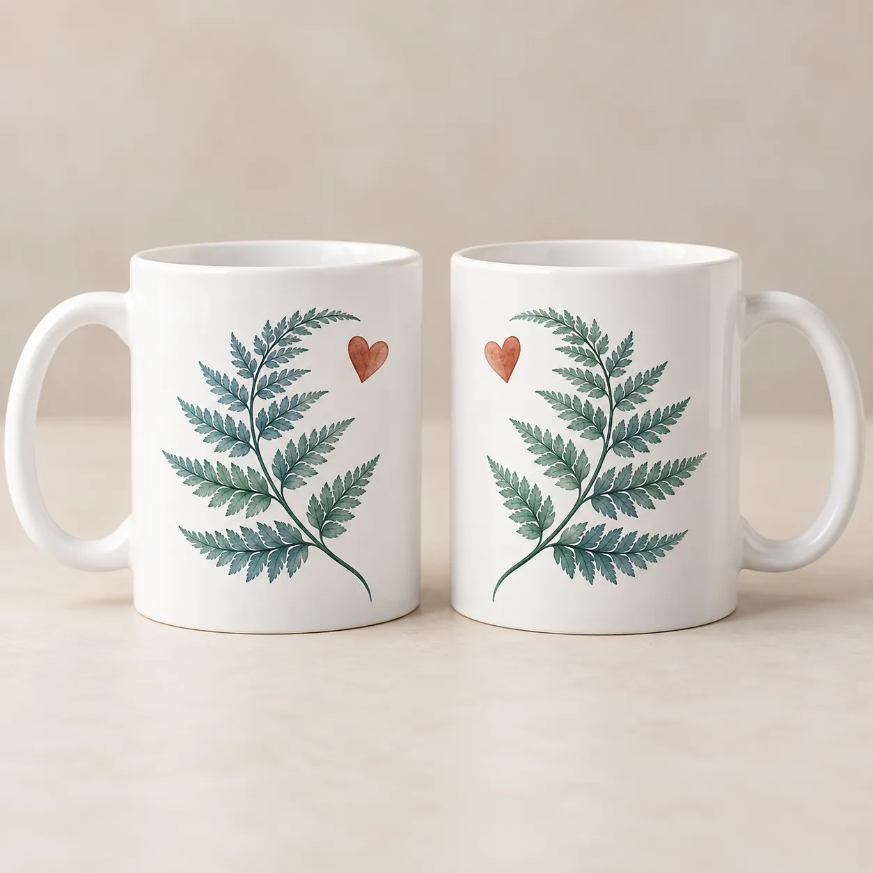 Together Fern Two-Mug Gift Set — main design mockup